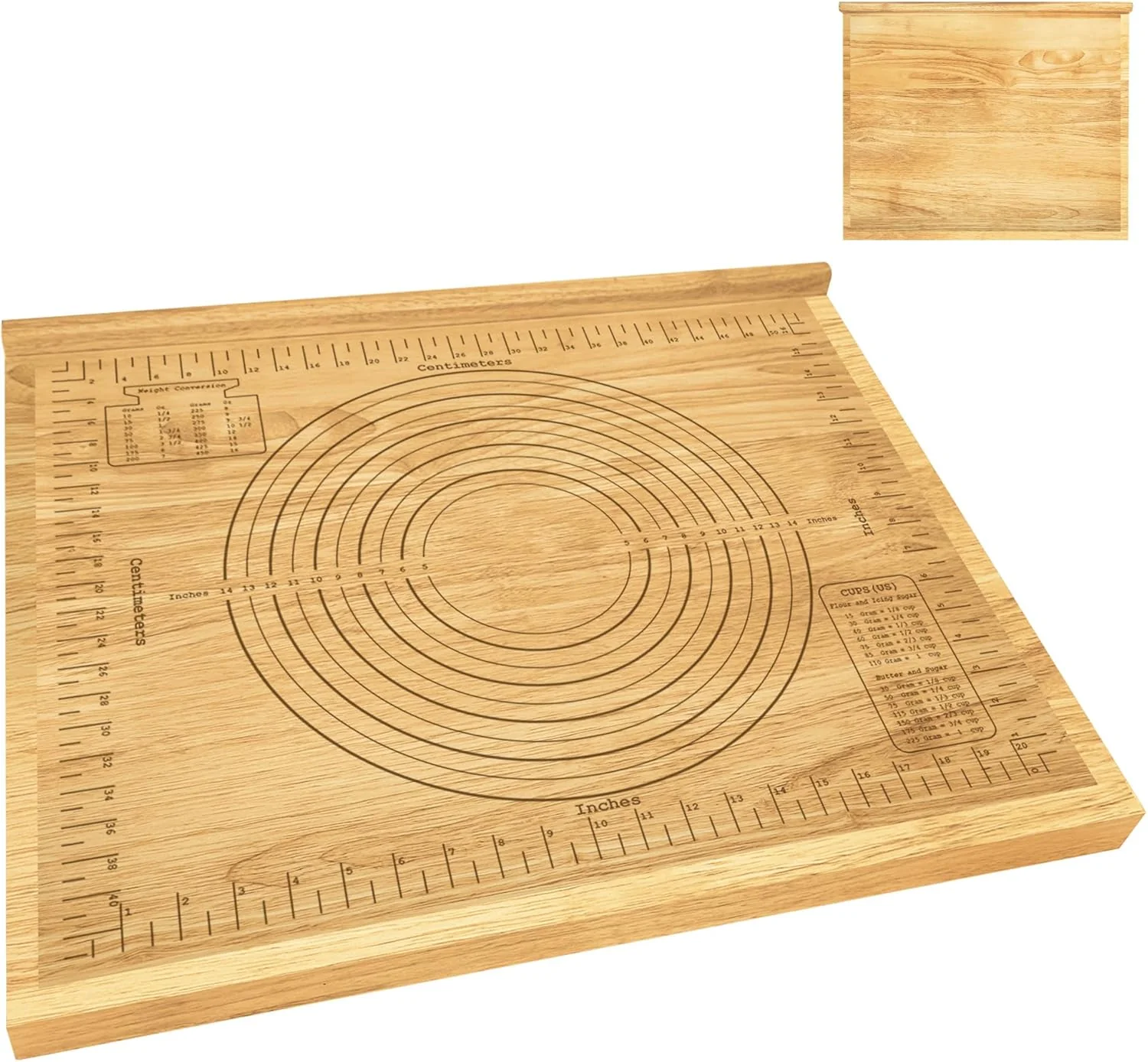 Durable Montex Pastry Board with Measurement 24'' x 20 Wooden Kneading Board Pastry Board for Rolling Dough Pastry Baking Board with Counter Lip Easy-to-Use