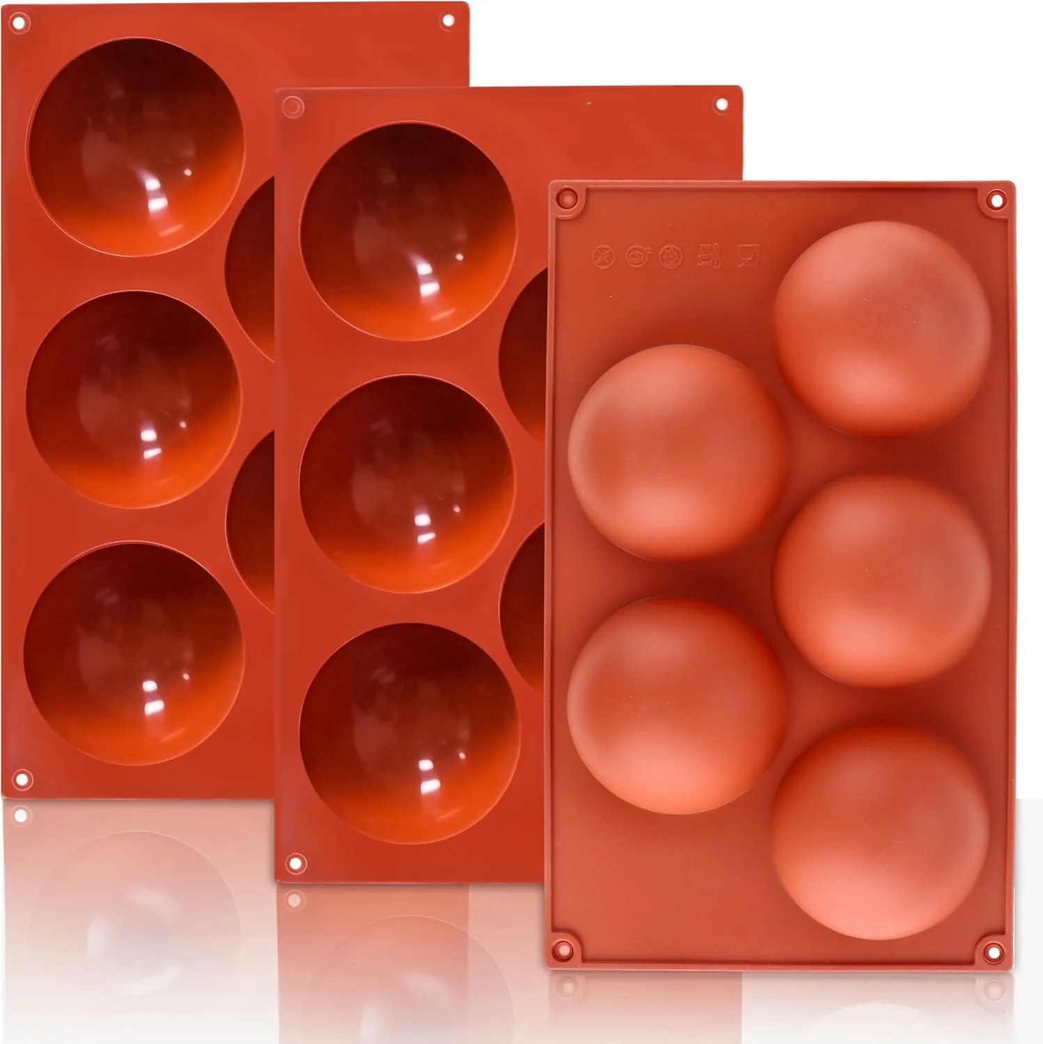 Unique 3 Pack Extra Large 5-Cavity Semi Sphere Silicone Molds Half Sphere Baking Mold Non-Stick for Making Big Size Hot Chocolate Bomb Jelly Cake Powerful