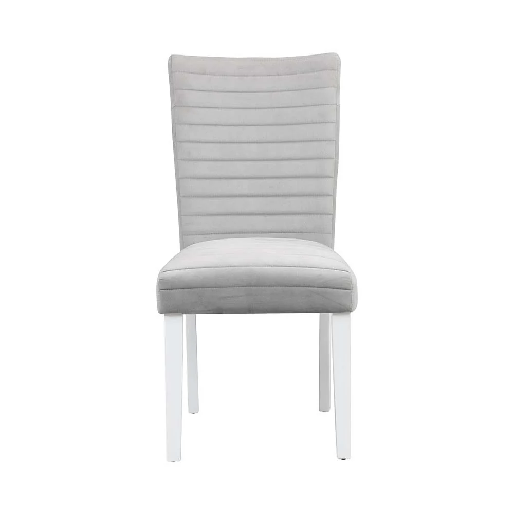 Soft Elizaveta - Side Chair Set of 2 - Gray Velvet White High Gloss High-Performance