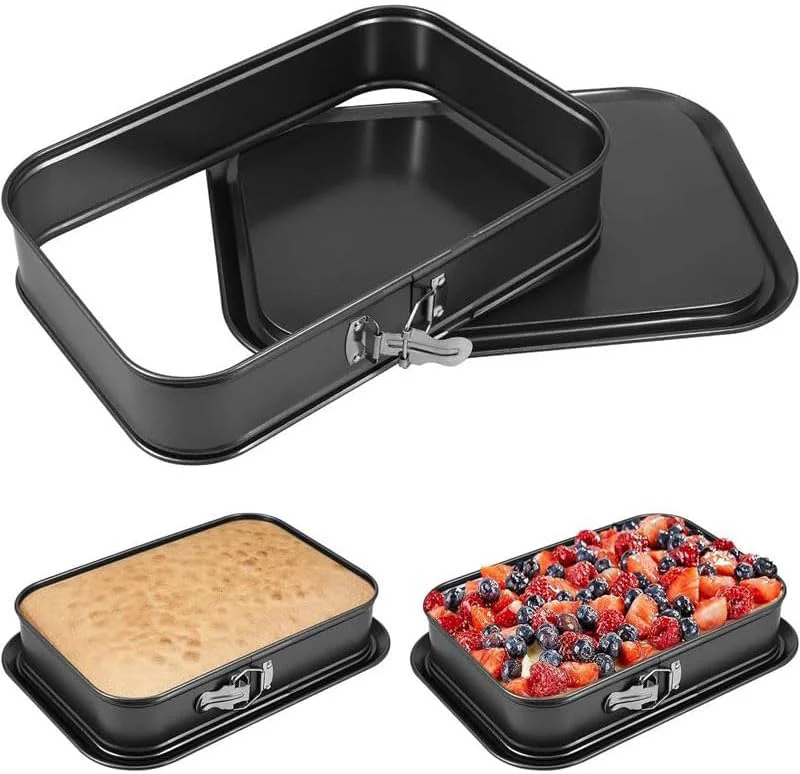 Original Design Heavyseven Removable Bottom Rectangle Cake Pan - Carbon Steel Cheesecake Torte Baking Pan with Detachable Base Carefully Designed