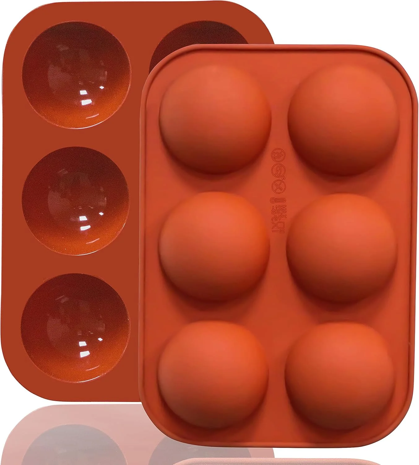 Breathable 6 Holes Medium Semi Sphere Silicone Molds 2 Packs Half Sphere Silicone Baking Molds for Making Chocolate Cake Jelly Dome Mousse Comfortable