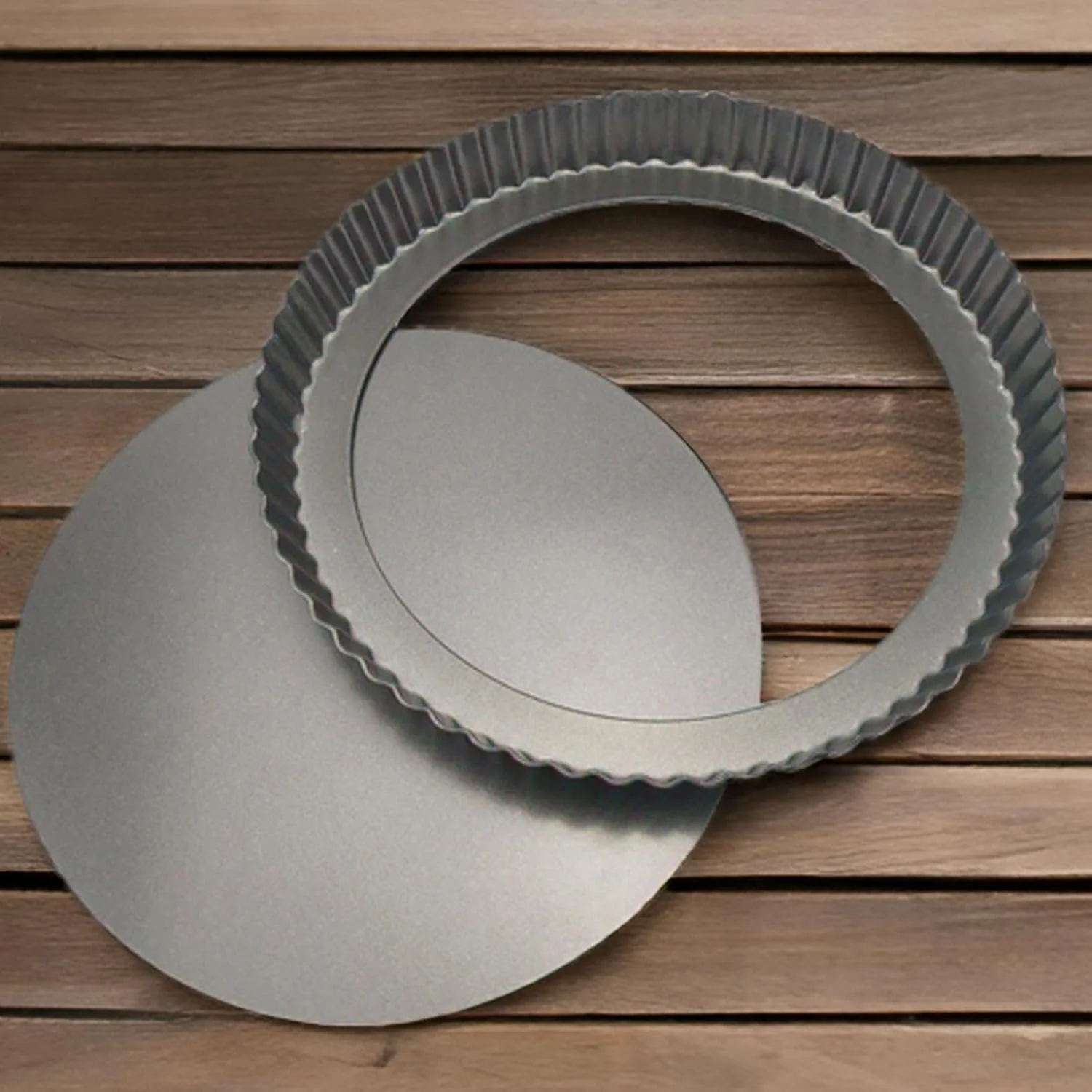 Unique 10 Inch Nonstick Tart Pan with Removable Bottom Carbon Steel Quiche and Pie Pan- 1.1-Inch Depth Fluted Edges for Baking Tarts Quiches Long-Lasting