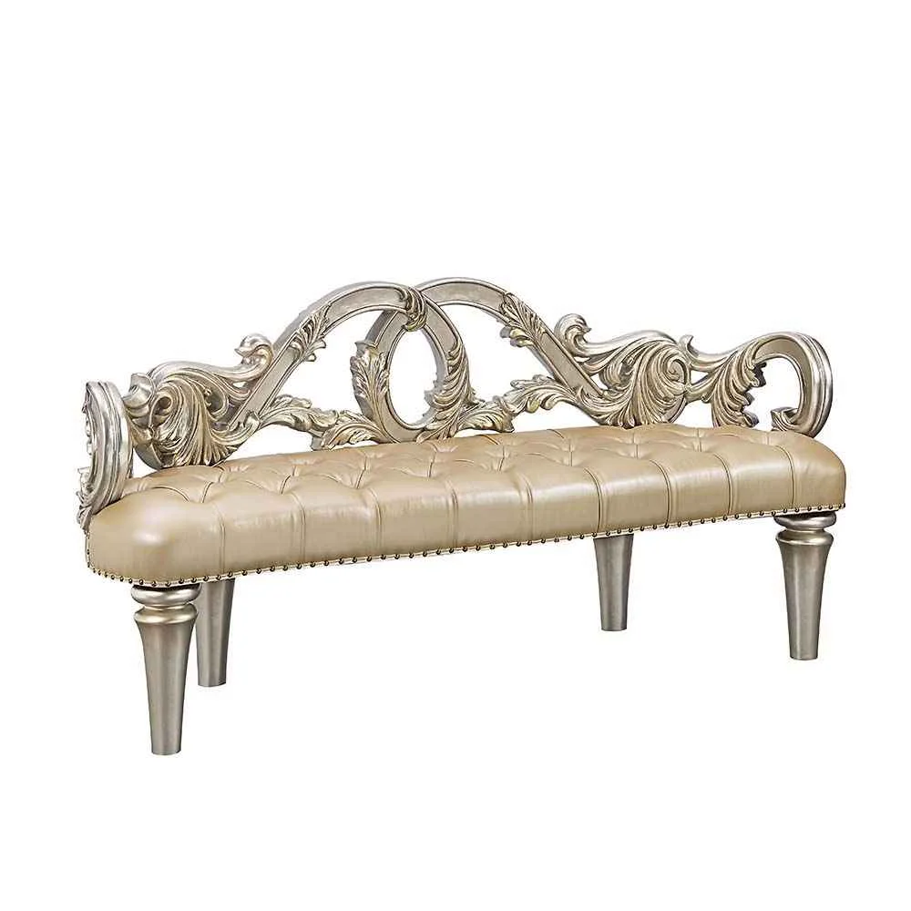 Selected Danae - Bench - Champagne Synthetic Leather Gold High-End