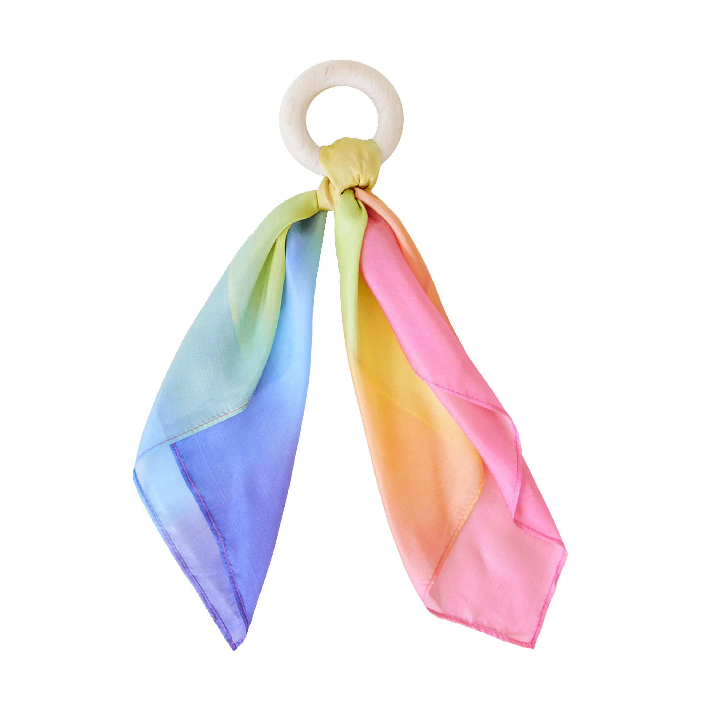 Expertly Made Sarah's Silks Silk and FSC- Wood Baby Teether High-Grade