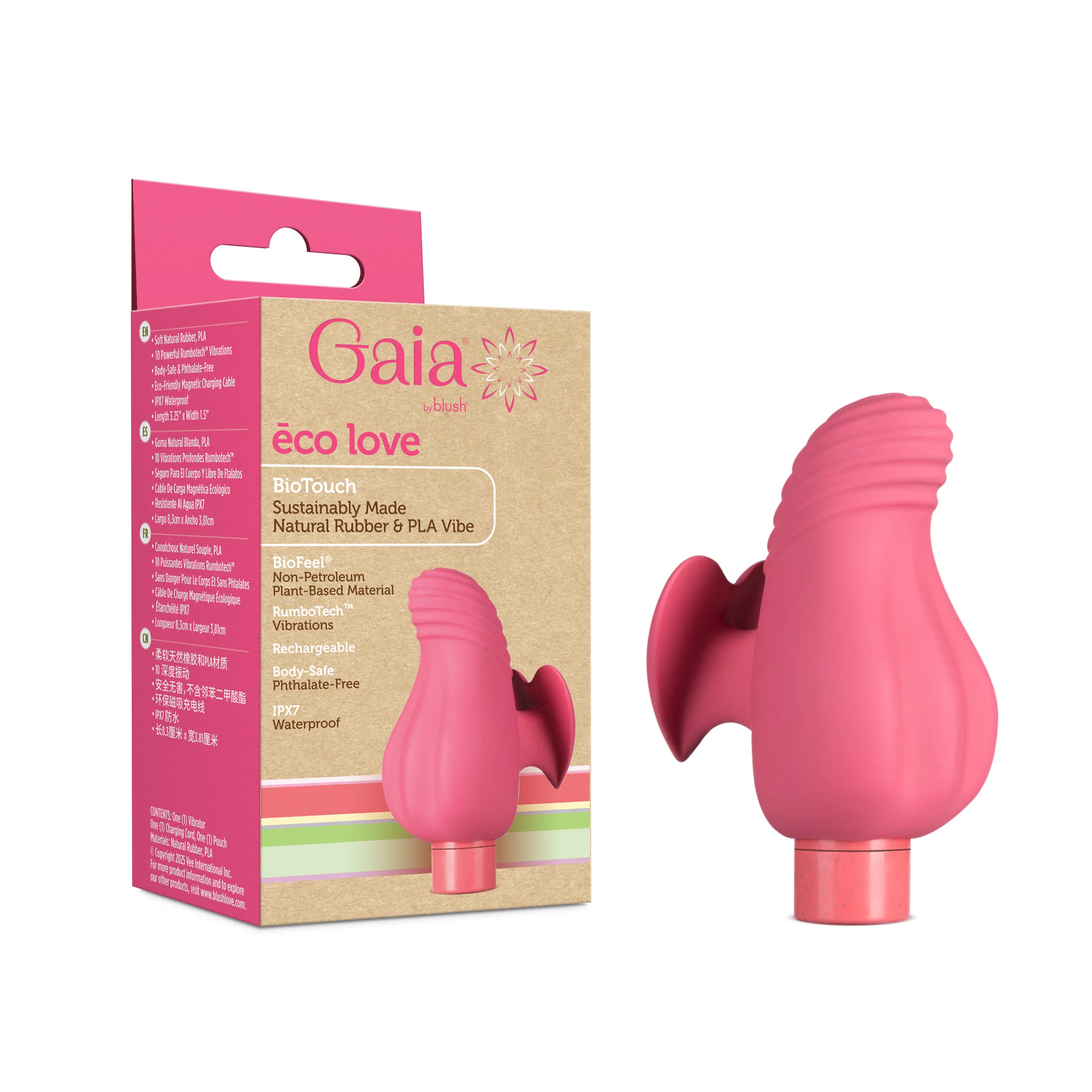 Official Blush Gaia Sexual Health Vibrator - Eco Love Rechargeable Bullet Breathable