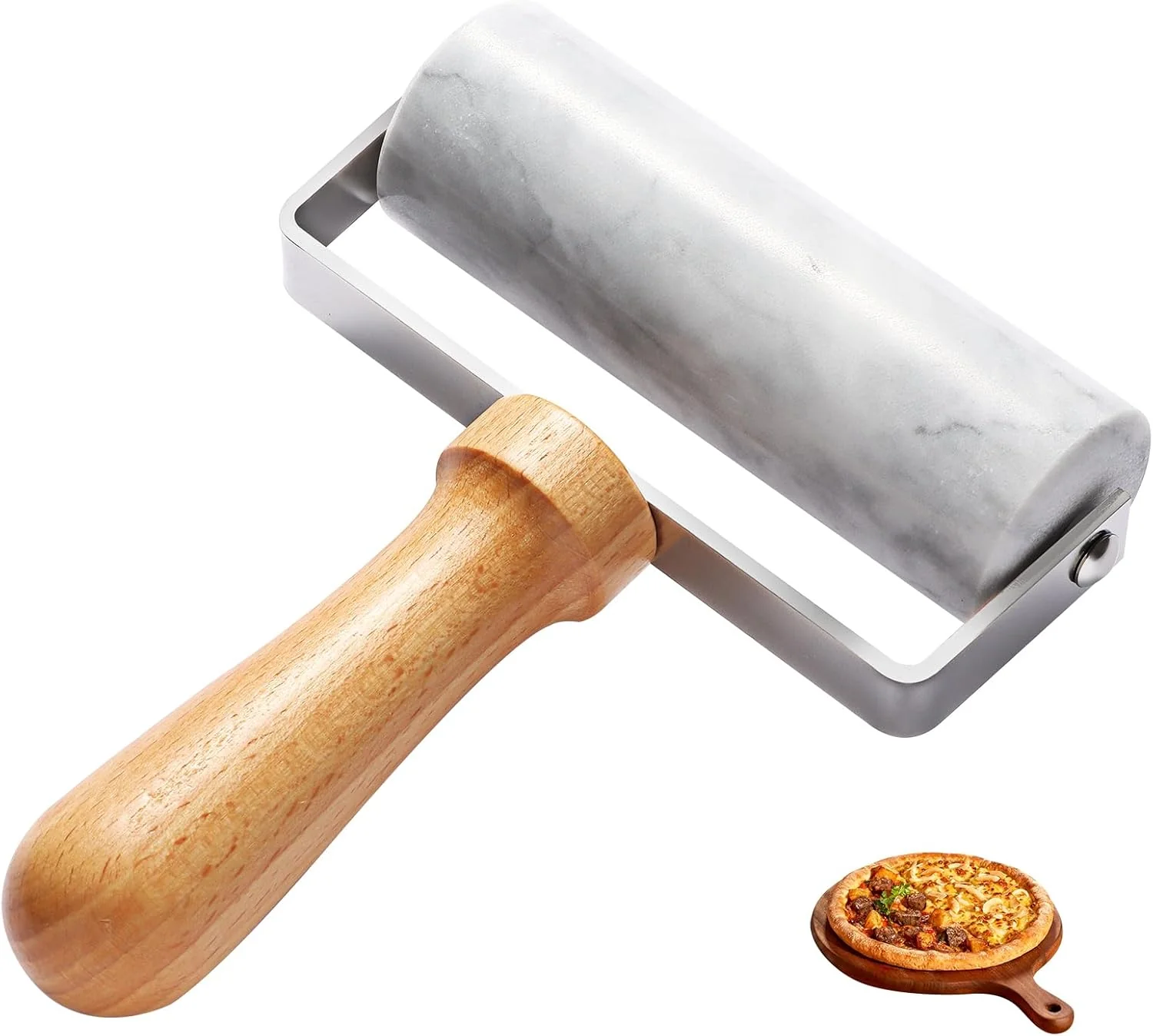 Expertly Made Smooth Surface Marble Rolling Pins for Baking Dough Roller with T-Type Pastry Roller Enhance Your Baking Skills Non-Stick Surface Next-Generation