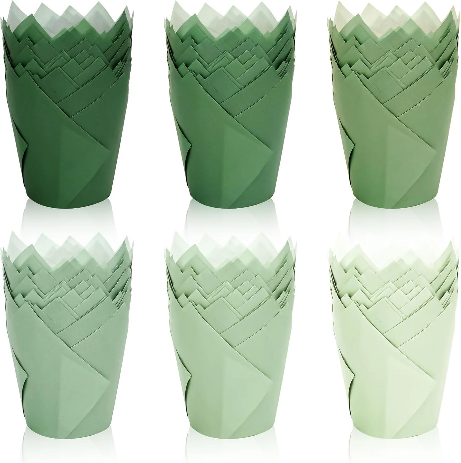 Casual 180Pcs Sage Green Tulip Cupcake Liners Gradient Green Muffin Baking Cups Cupcake Wrappers for Wedding Bridal Shower Spring Holiday Party Supplies Powerful