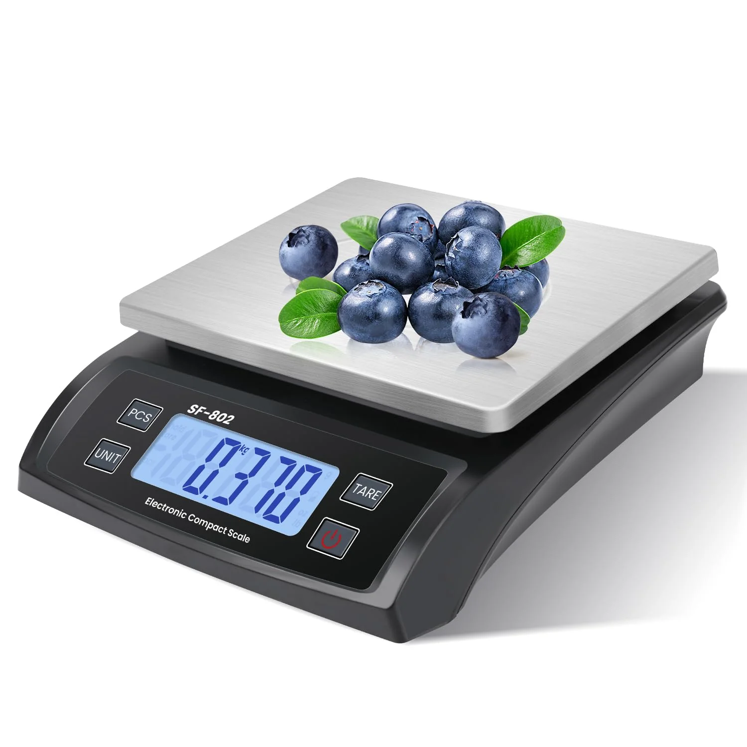 Natural Large Digital Kitchen Scale 30kg 66lb Food Scale for Baking Cooking Stainless Bread Scale with LCD Display Counting Scales for Coins Adapter Green