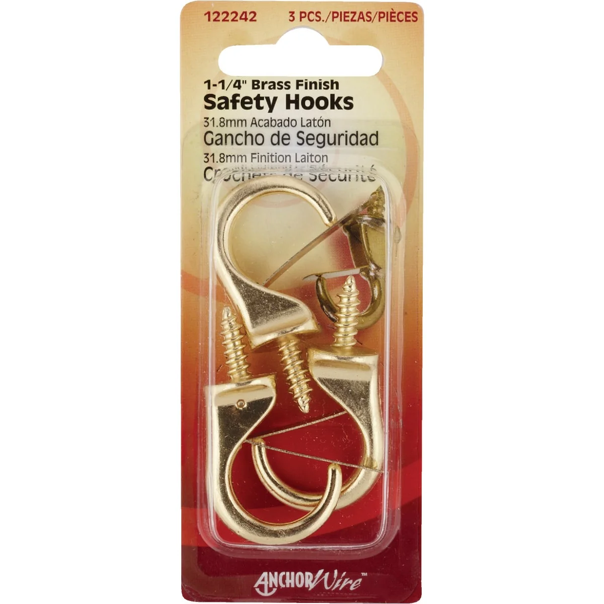 Efficient Hillman Anchor Wire 1-1 4 In. Brass Safety Hook Exclusive