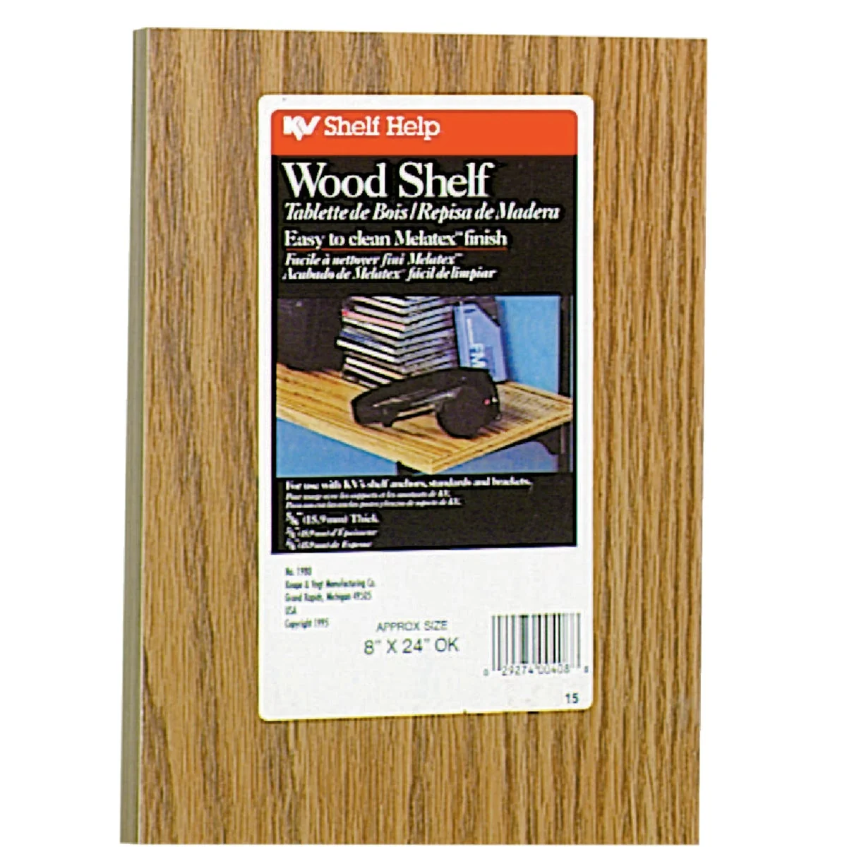 Elite Knape Vogt 8 In. x 24 In. Oak All-Purpose Shelf Sophisticated