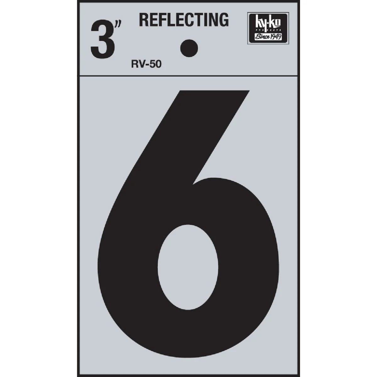 Sophisticated Hy-Ko Vinyl 3 In. Reflective Adhesive Number Six Detailed