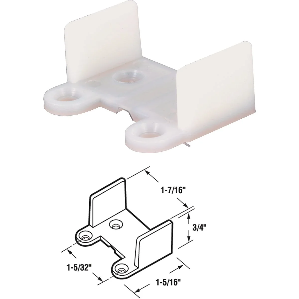 Versatile Prime-Line 1-7 16 In. x 3 4 In. White Nylon Single Pocket Door Guide Reusable