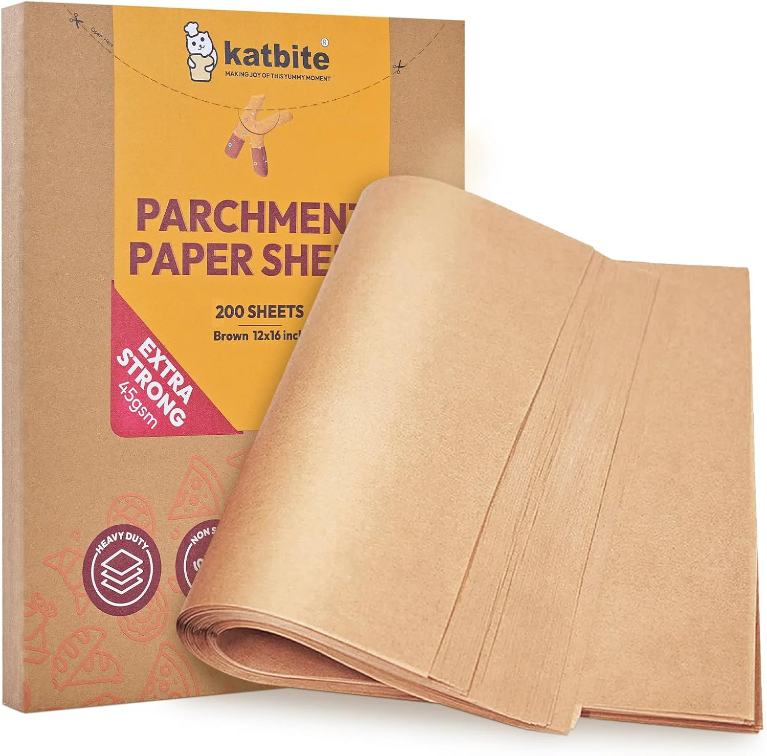 Comfortable Katbite 200Pcs 12x16 In Unbleached Parchment Paper for Baking Precut Parchment Paper Sheets Heavy Duty Flat Baking Paper Professional