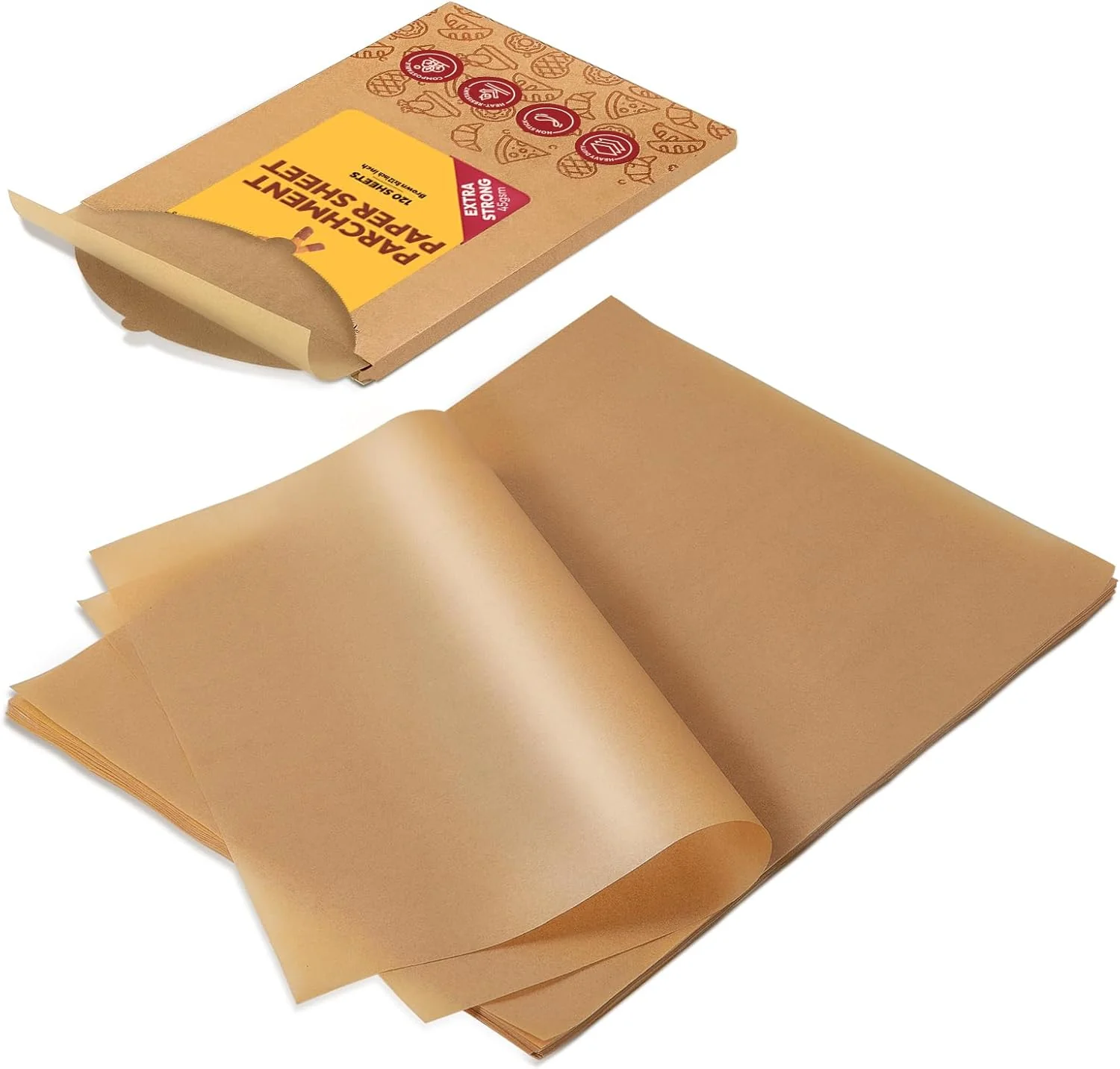 Recyclable Katbite 120Pcs 8x12 inches Parchment Paper Sheets Heavy Duty Unbleached Baking Paper Pre-cut Parchment Paper for Baking Air Fryer Grilling Elite
