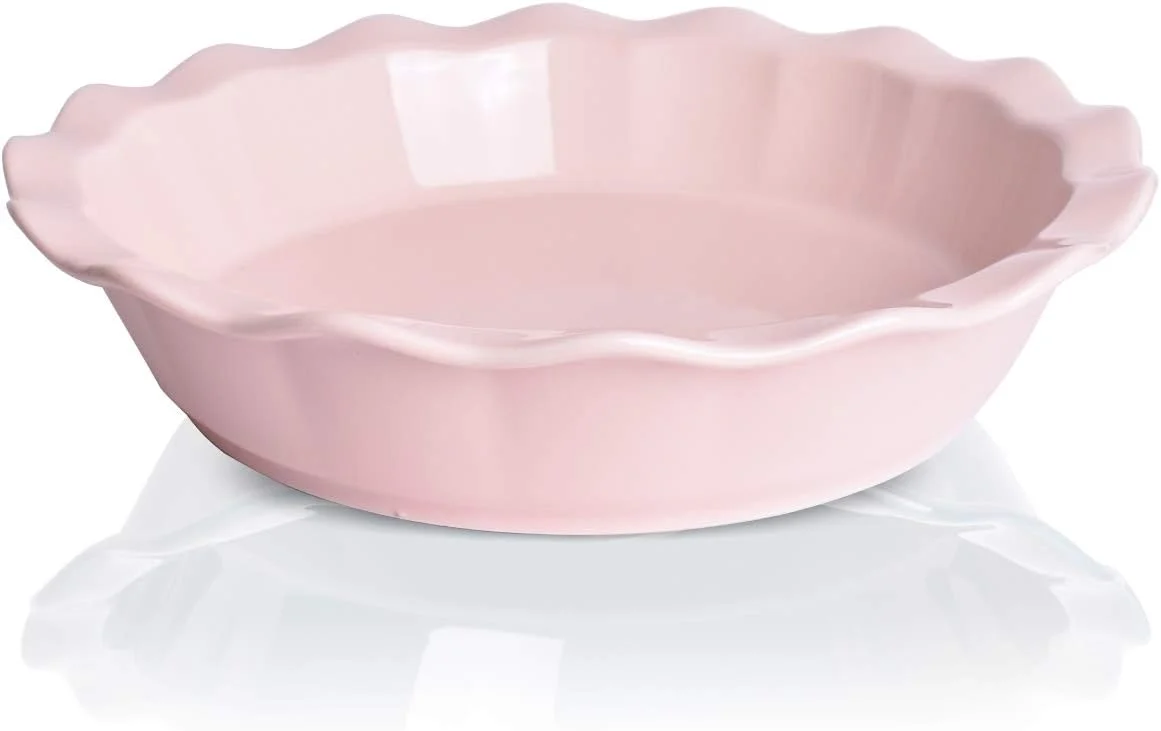 Efficient Ceramic Pie Pan 9 Inches Pie Dish 50 oz Pie Plate for Baking Microwave Oven Safe and Dishwasher safe Pink 9 inches Genuine