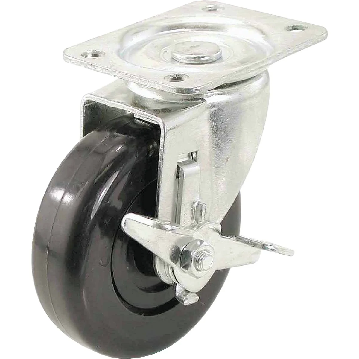 Secure Shepherd 4 In. General-Duty Soft Rubber Swivel Plate Caster with Brake Next-Generation