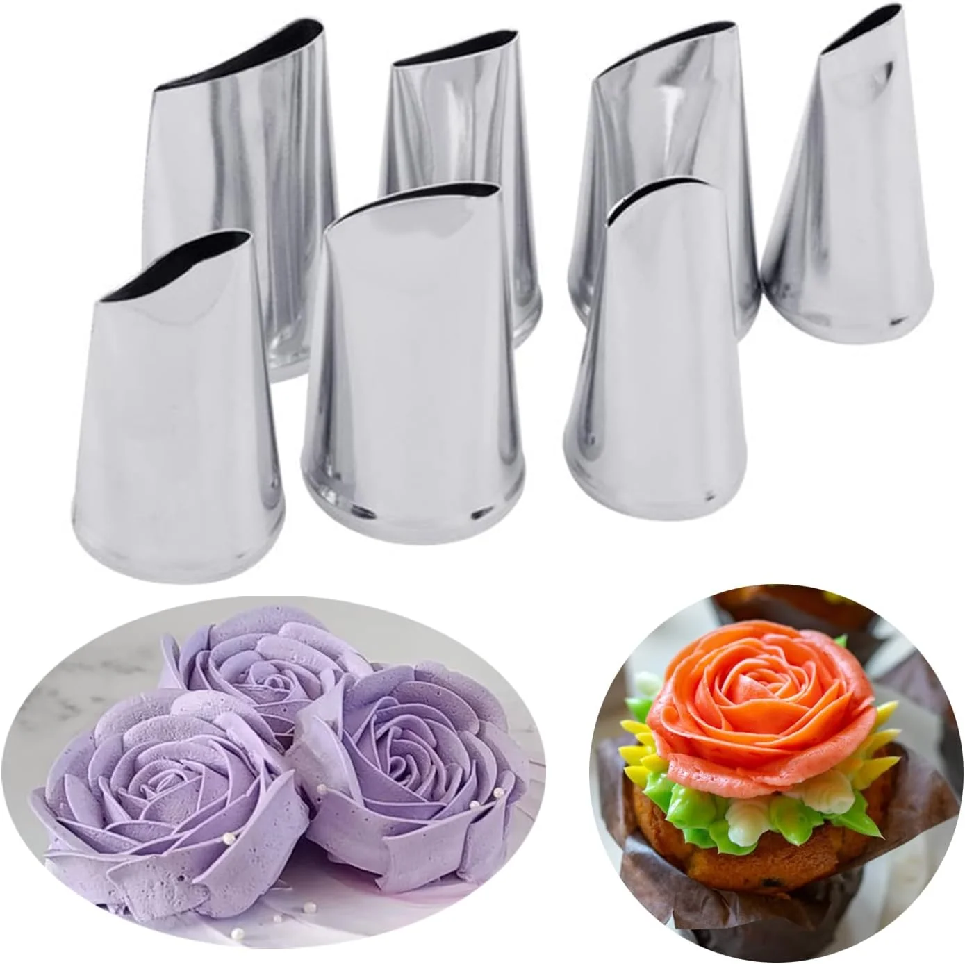 Detailed Hendiy 7Pieces set Cake Decorating Tips Set Cream Icing Piping Fondant Rose Nozzle Pastry Tools Fondant Decorating Tools Lightweight