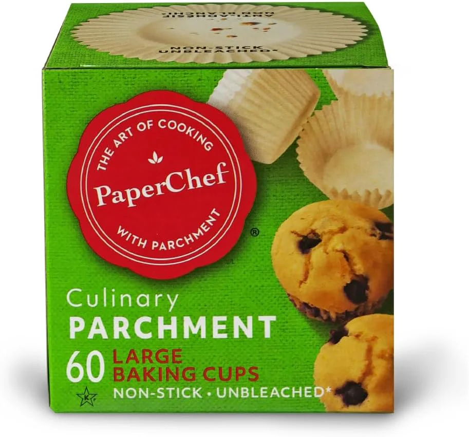 Official PaperChef - Large Parchment Baking Cups - Easy Release Non-Stick Paper - 60 Count User-Friendly