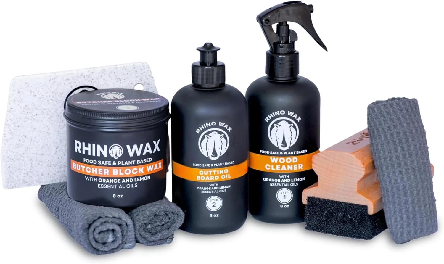 Genuine Butcher Block Care Kit - Includes Cutting Board Oil Wax Wood Spray Cleaner Bench Scraper LG Applicator 3 Cloths Easy-to-Use