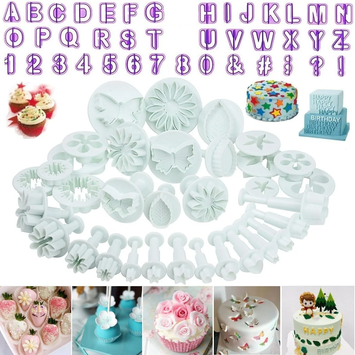 Proven Flower Fondant Cutters 73Pcs Cake Cookie Cutter Plunger Sugarcraft Alphabet Letters Decorating Tools Classic