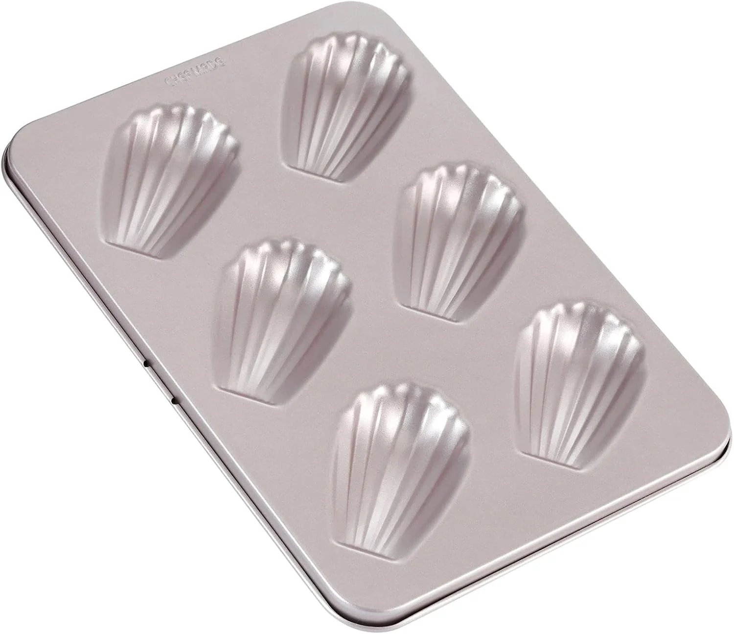 Exceptional Chefmade Madeleine Mold Cake Pan 6-Cavity Non-Stick Oval Shell Madeline Bakeware for Oven Baking Champagne Gold Certified