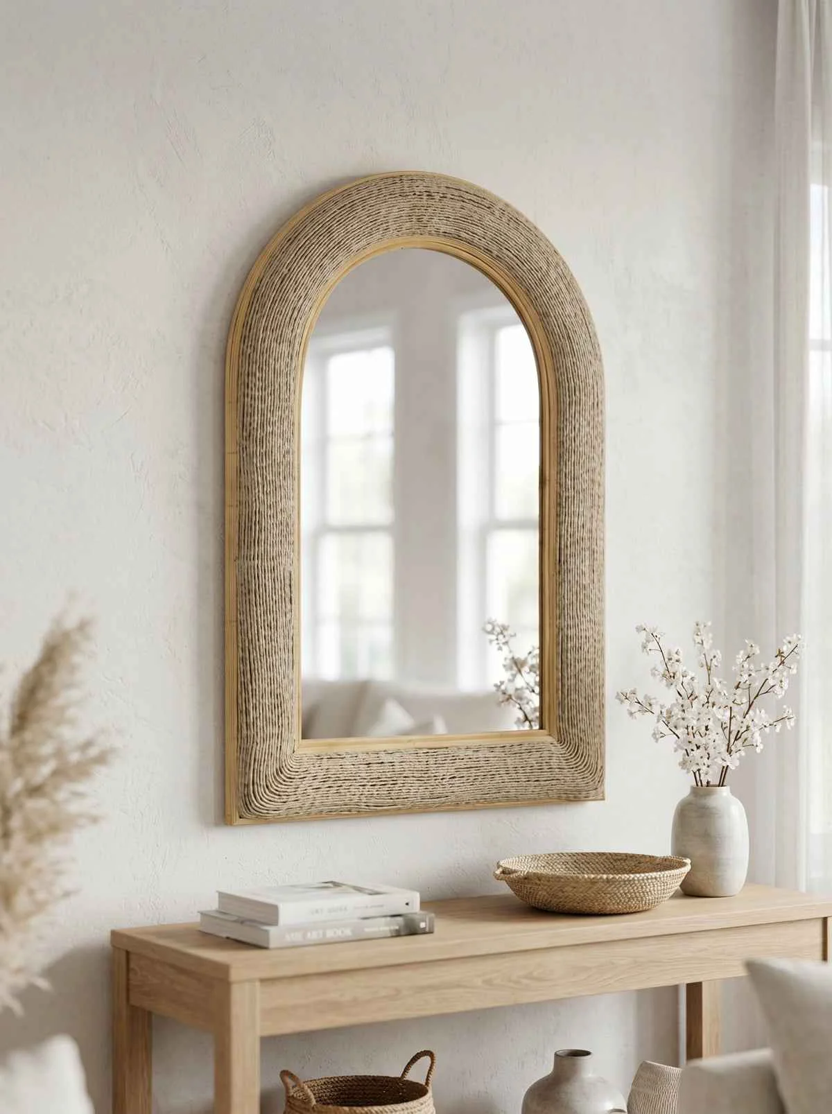 Verified 24.2 x36 Woven Texture Decorative Arched Mirror Exclusive