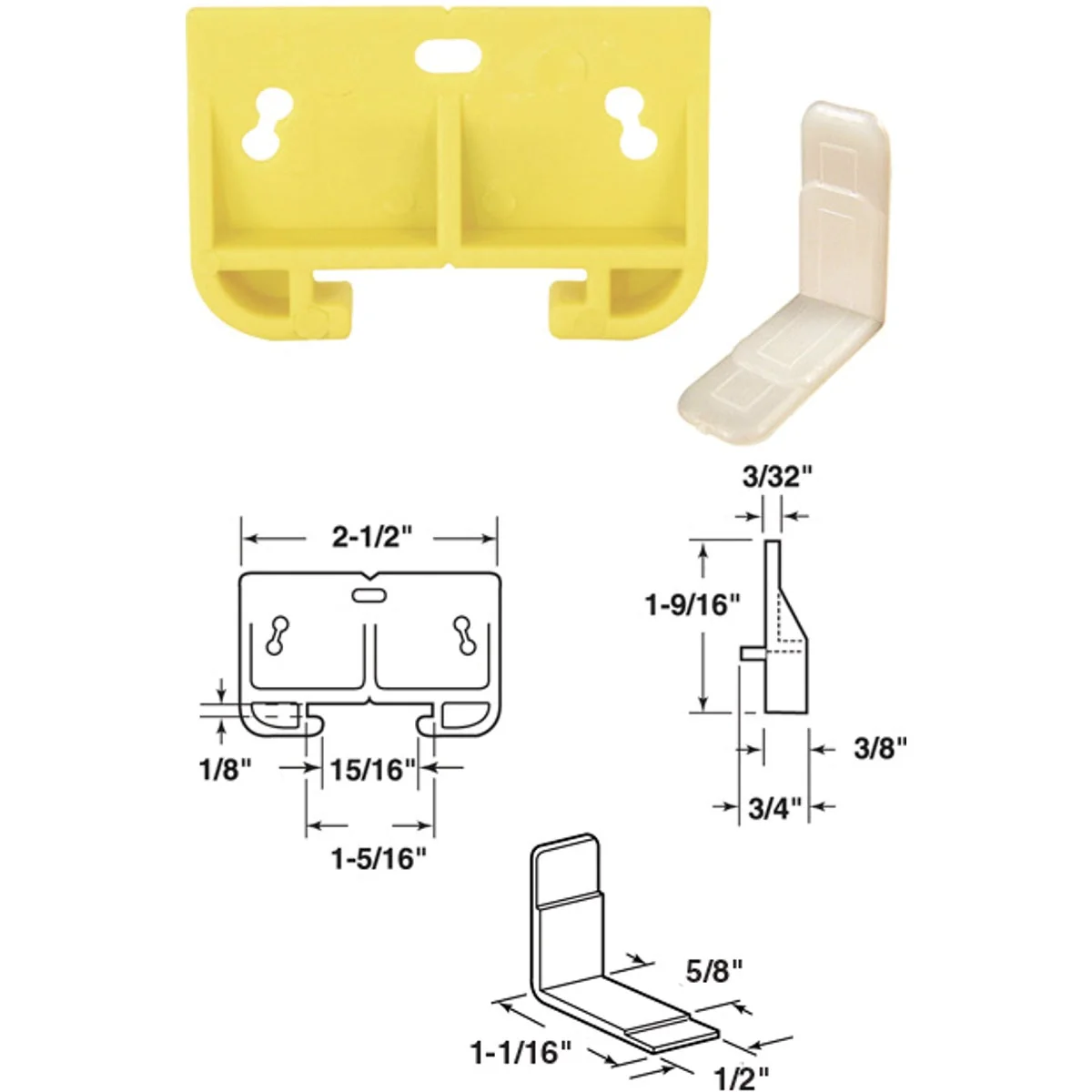 Advanced Prime-Line Polyethylene Yellow Track Guide for 1 8 In. x 1-5 16 In. Track 2 Count Outstanding