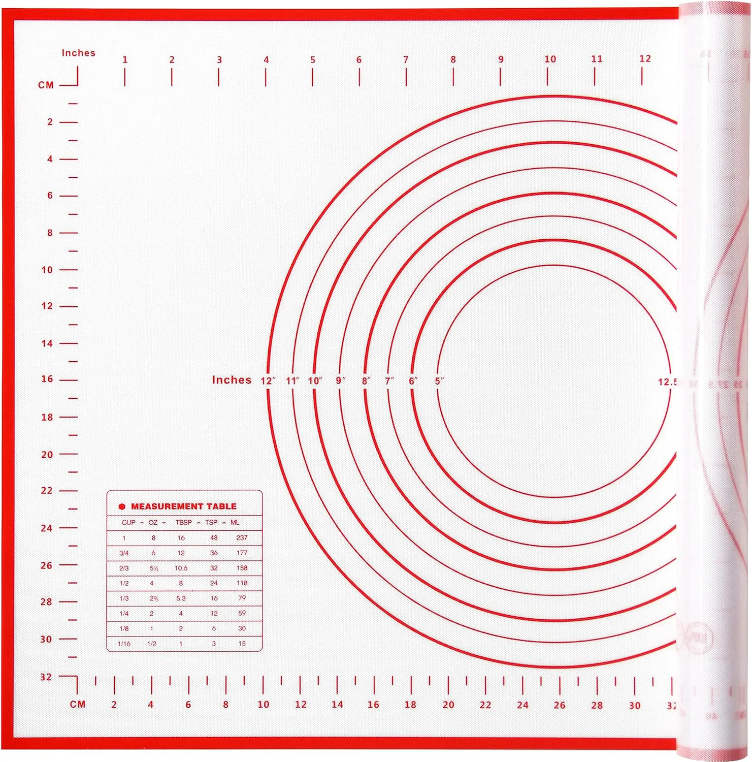 Organic Yansumi Silicone Pastry Mat Extra Large Non-Slip Mat for Rolling Dough Pie Crust and Baking Non-Stick with Measurements Red 24 L x 16 W Enhanced