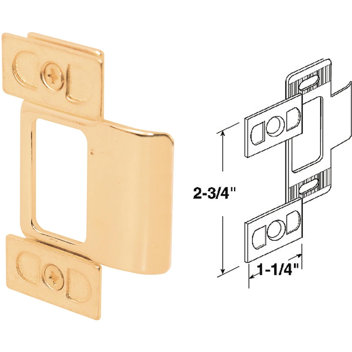 High-Grade Defender Security Small Brass Adjust-A-Strike Plate Solid
