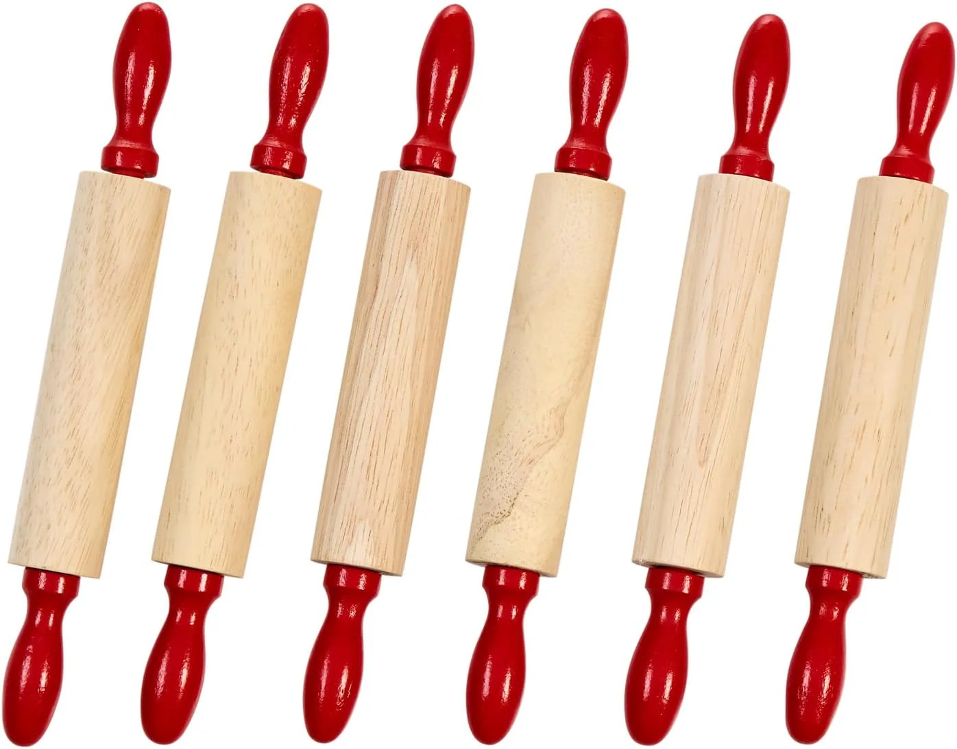 Powerful Colorations Natural Wood Rolling Pins for Kids Set of 6 Ages 3 PreK 7 L Class Pack Party Pack - For Dough Clay Sculpting Genuine