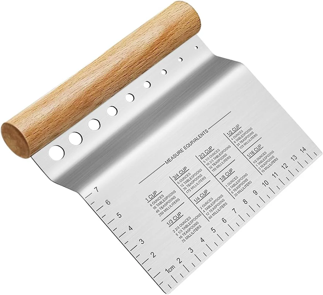 Natural ALLTOP Dough Bench Scraper Cutter Chopper 1 Pack Stainless Steel Blade Herb Stripper Scale Ruler Leaf Remover Contemporary