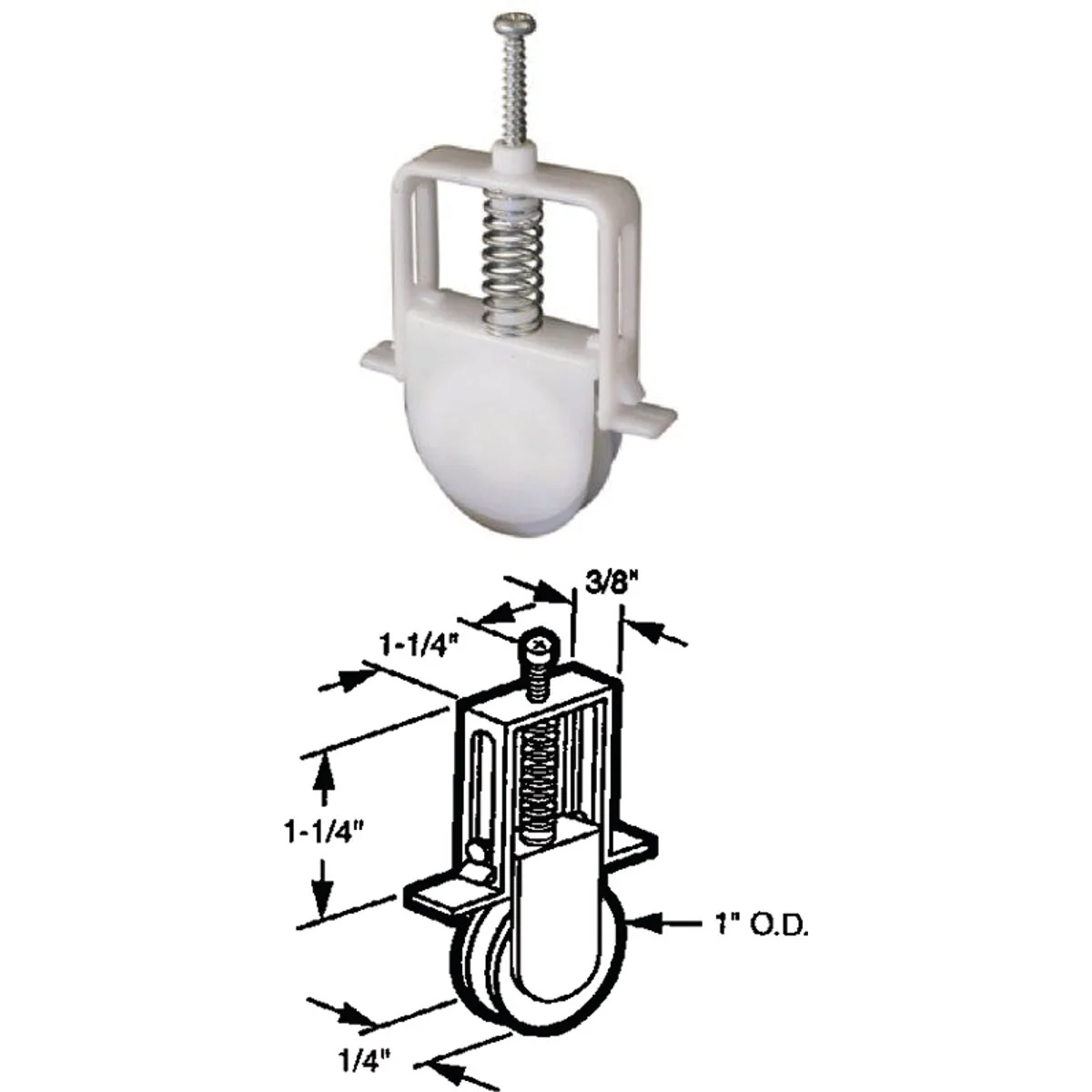 Proven Prime-Line 1 In. x 1 4 In. Standard Spiral Nylon Adjustable Screen Door Roller Assembly 2-Count Exceptional