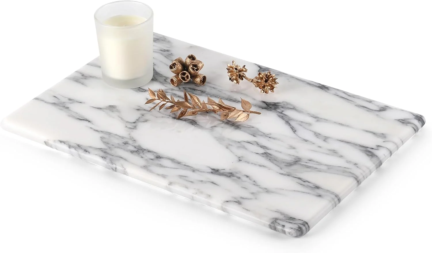 Koville Italian Natural Marble Cutting Board for Kitchen Pastry Bread Macaron Display 12 x 8 Stone Slab Marble Cheese Board for Counter Specialty