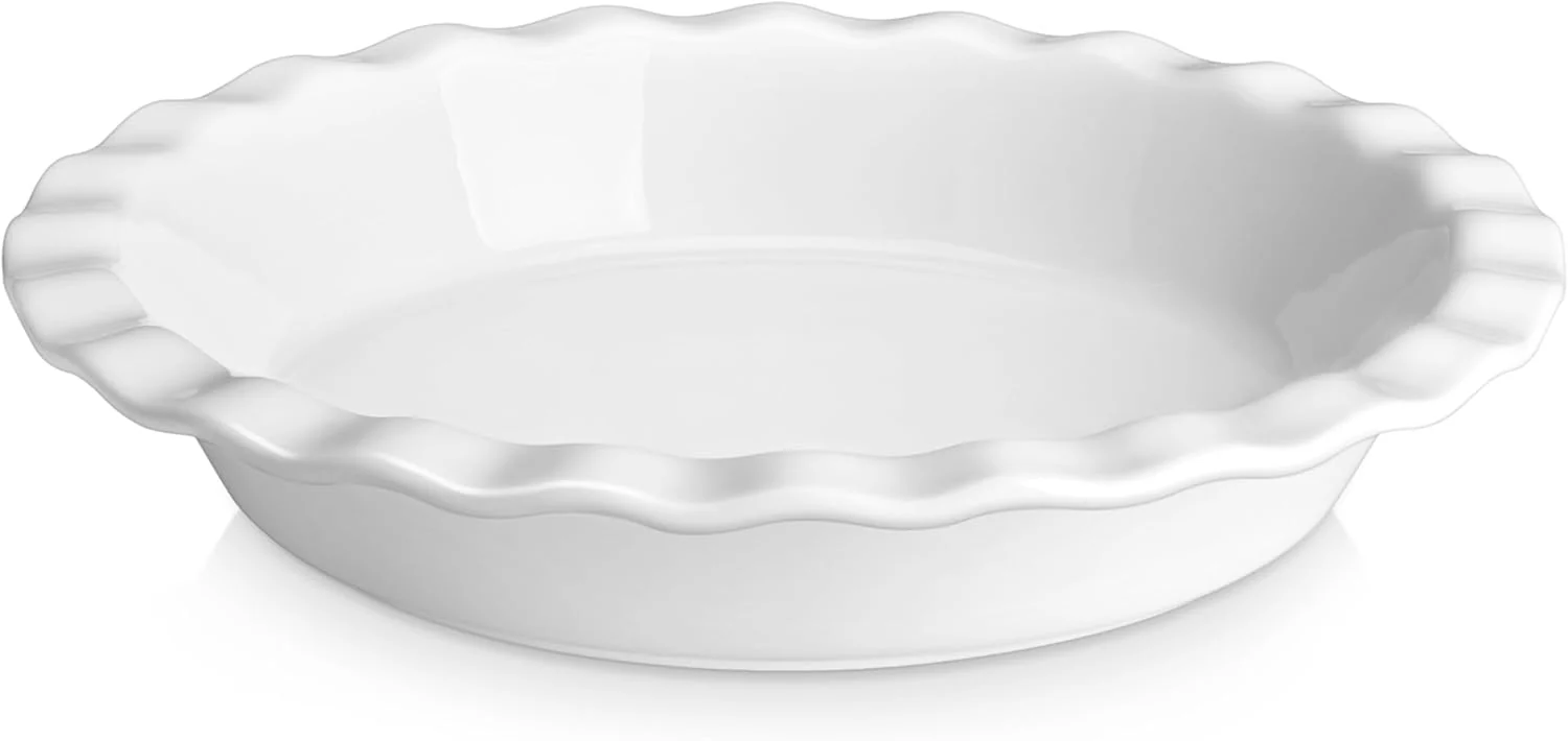 Official Malacasa Ceramic Pie Pan Pie Pan for Baking 9 Inch 40 OZ Pie Plate Round Pie Dish for Baking Fluted Pie Dish Baking Pan Casual