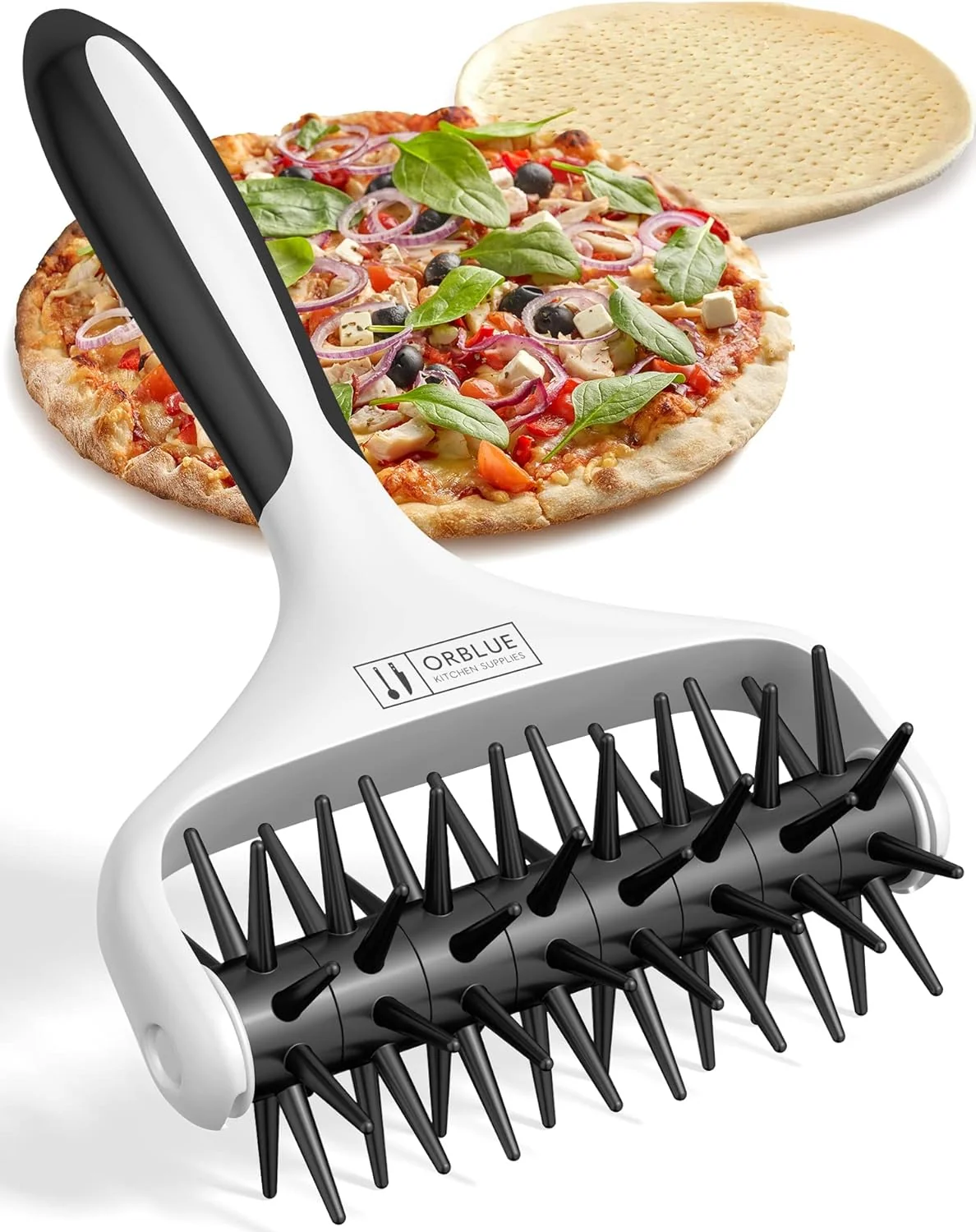 Sustainable Orblue Pizza Dough Docker Pastry Roller with Spikes Pizza Docking Tool for Home Commercial Kitchen Responsible