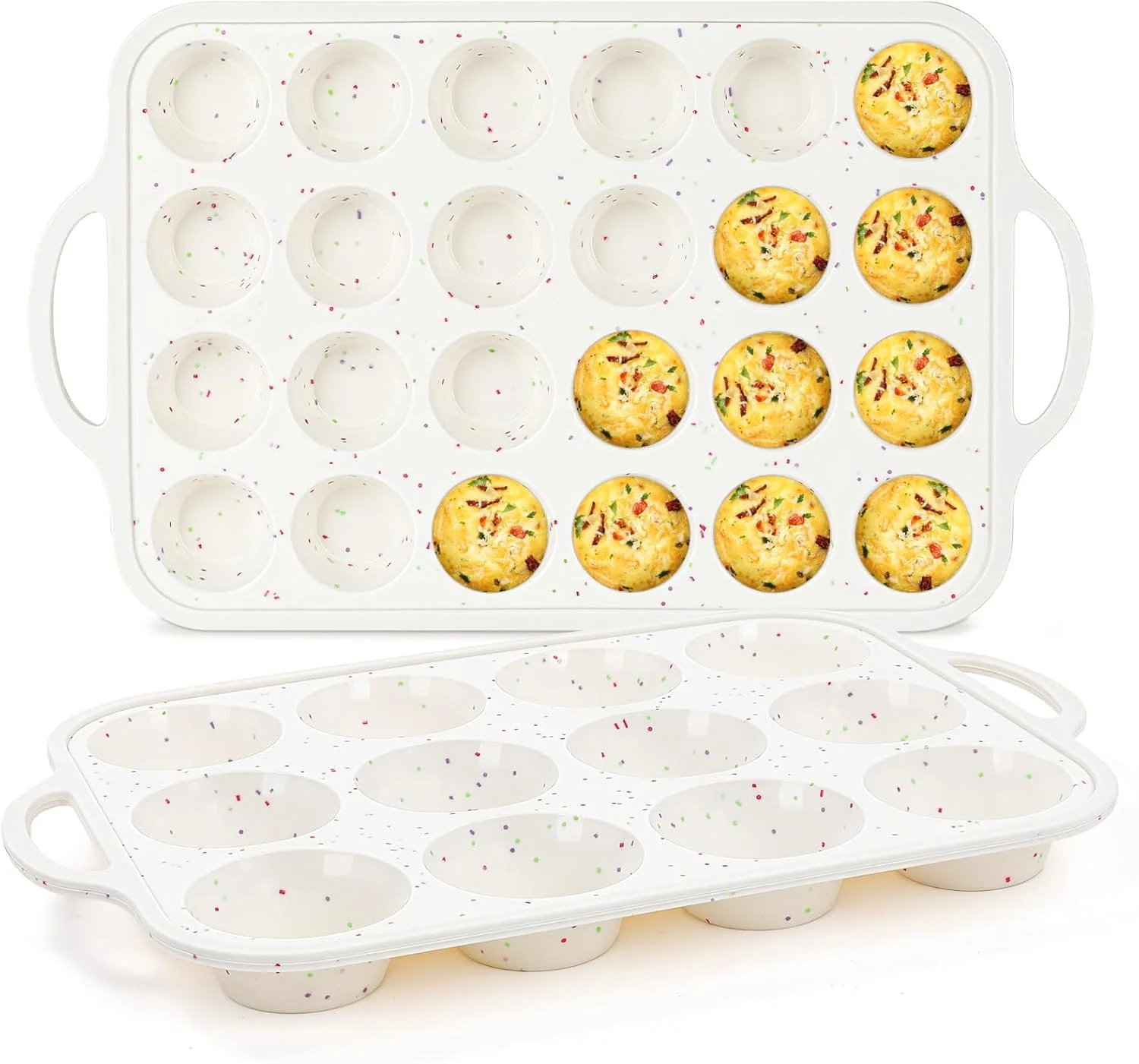 Expertly Made Funbaky Silicone Cupcake Pan Metal Reinforcement Regular Size 12 Cups Mini 24 Cups Nonstick Easy to Demold Baking Mold for Making Homemade Muffins Eco-Friendly