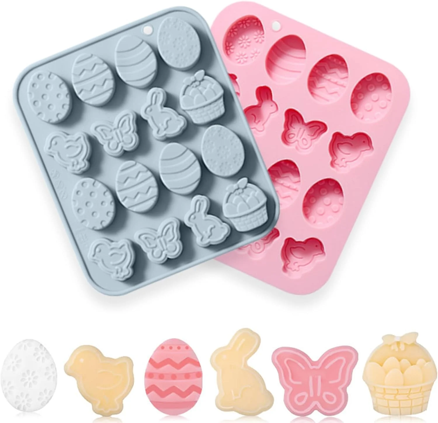 Convenient Easter Silicone Candy Molds 16 Cavity Mini Bunny Egg Butterfly Chick Chocolate Molds Design Baking Molds for Making Jellies Soft Candy Ice Cubes Powerful
