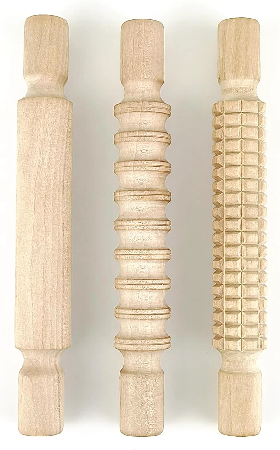 Carefully Designed 3 pcs 8 Inch Wood Rolling Pin Great for Children's Play Arts and Crafts Convenient