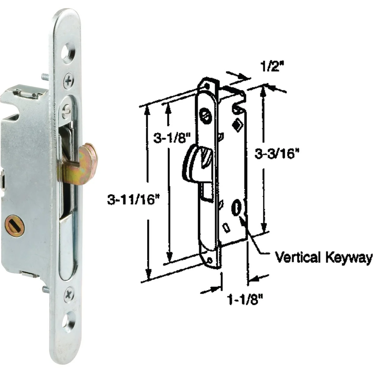 Superior Prime-Line Steel Mortise Patio Door Lock with Mounting Bracket Exclusive