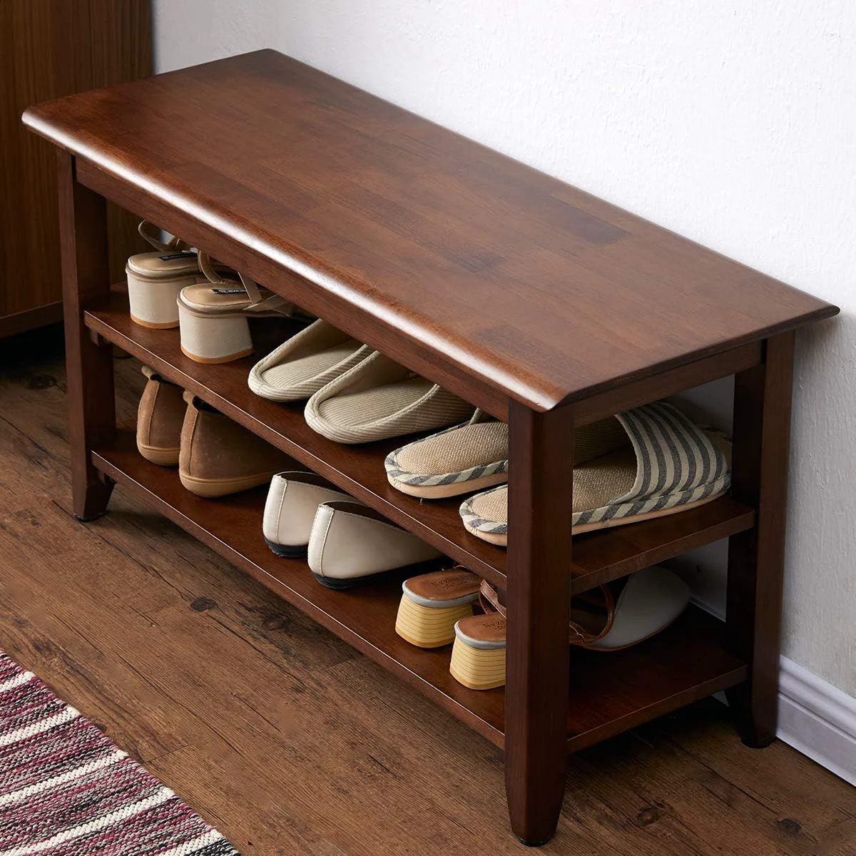 Refined Xkzg Storage Bench Wooden Shoe Rack Bench Rustic Solid Wood Entryway Bench Brown 31.5 Advanced