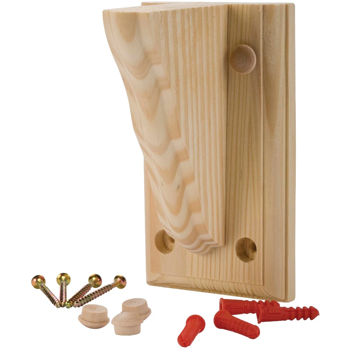 Crafted Waddell 9-3 4 In. D. x 13 In. H. Natural Wood Shelf Bracket with Backplate Versatile