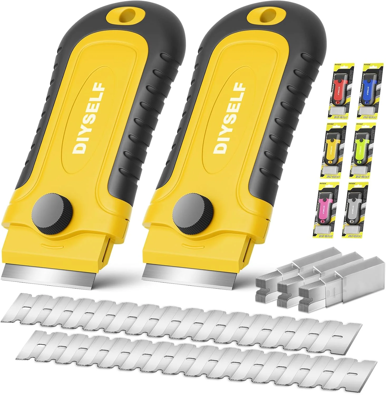 Artisan DIYSELF 2 Pack Razor Blade Scrapers with 30 Blades Stove Scraper Tools Natural
