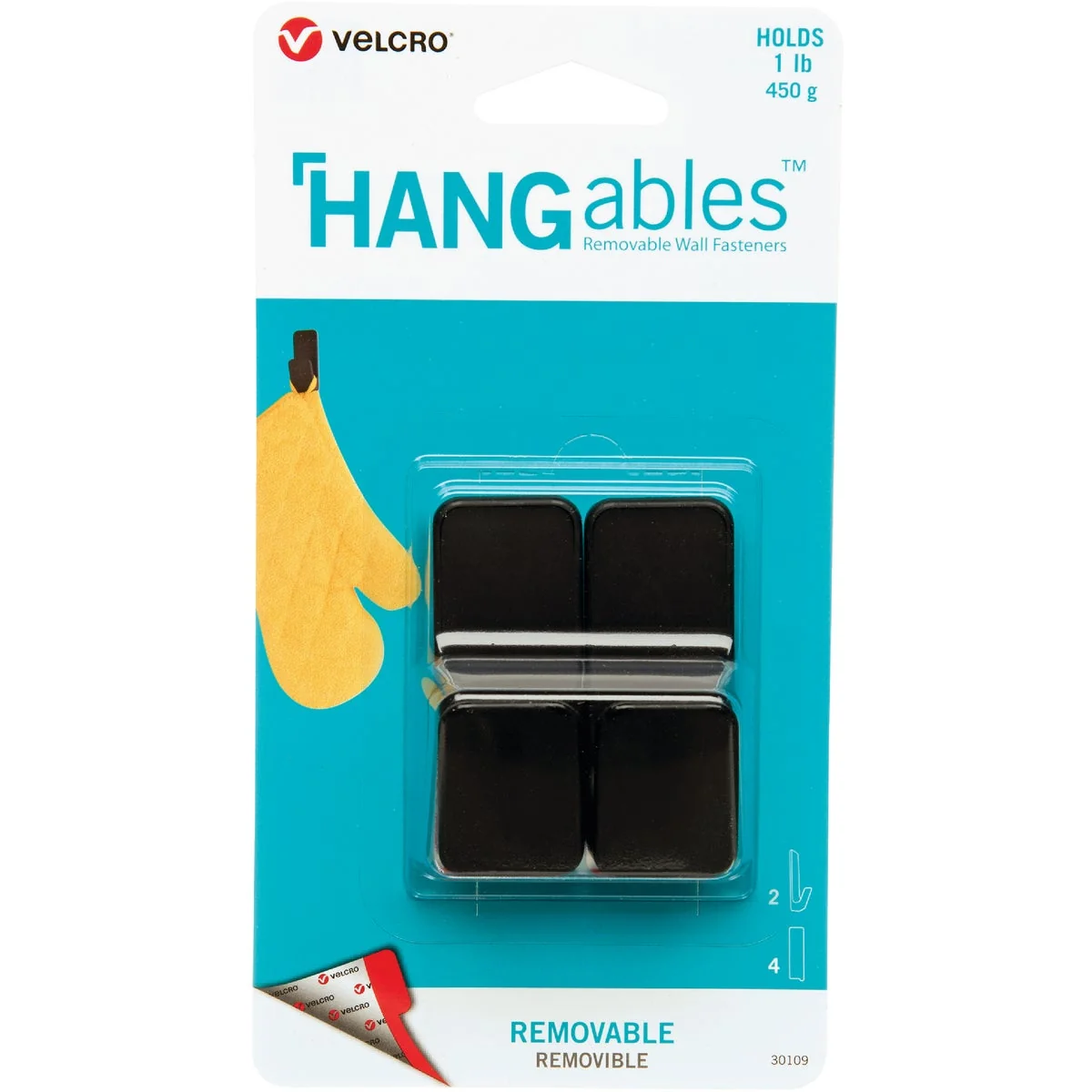 Effective Velcro Brand Hangables 1 Lb. Capacity Black Removable Small Hook 2 Count Premium