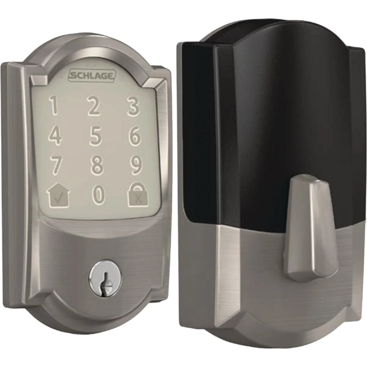 Comfortable Schlage Encode Smart WiFi Deadbolt with Satin Nickel Camelot Trim Fashionable