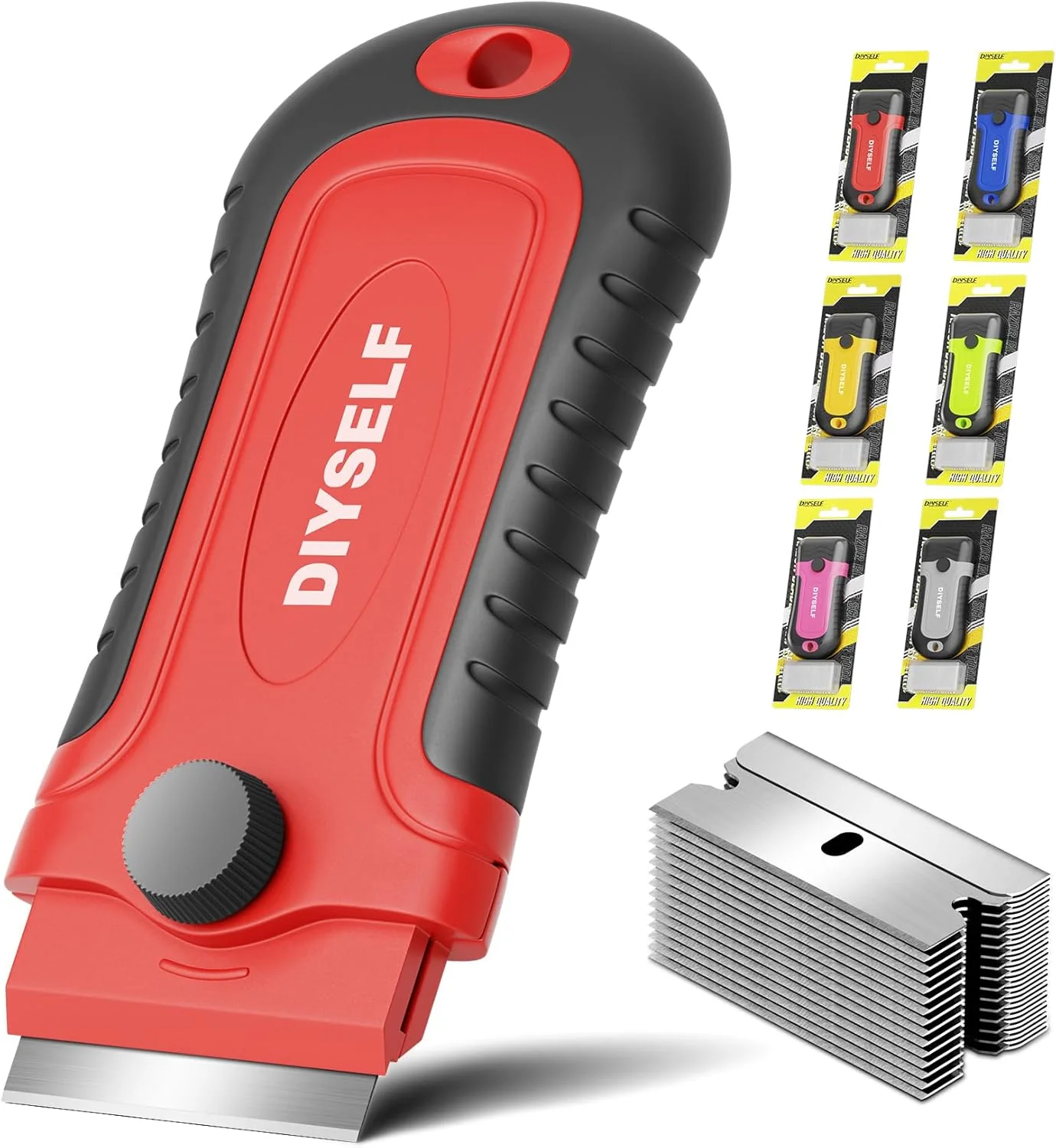 Reusable Diyself 1 Pack Razor Blade Scraper with 15 Extra Blades Scraper Tool for Cleaning Window Paint Cooktop Oven Glass Stove Top Scraper Traditional