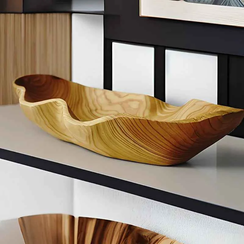 Elite Elegant Solid Wood Tray - for Fruits Snacks and Keys I for Kitchen and Dining Room Decor Fruit Bowl Storage Tray Minimalist Design Rustic Decor Decorative Bowl Interior DecoratorsSPECIFICATIONS Smart