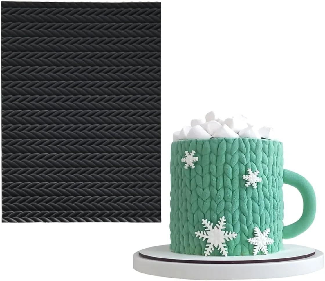 Top-Quality mostsom Silicone Lace Cake Molds Reusable Fondant Embossing Mats for Cake Decorating Sweater Pattern Cupcakes Cookies Chocolate Clean