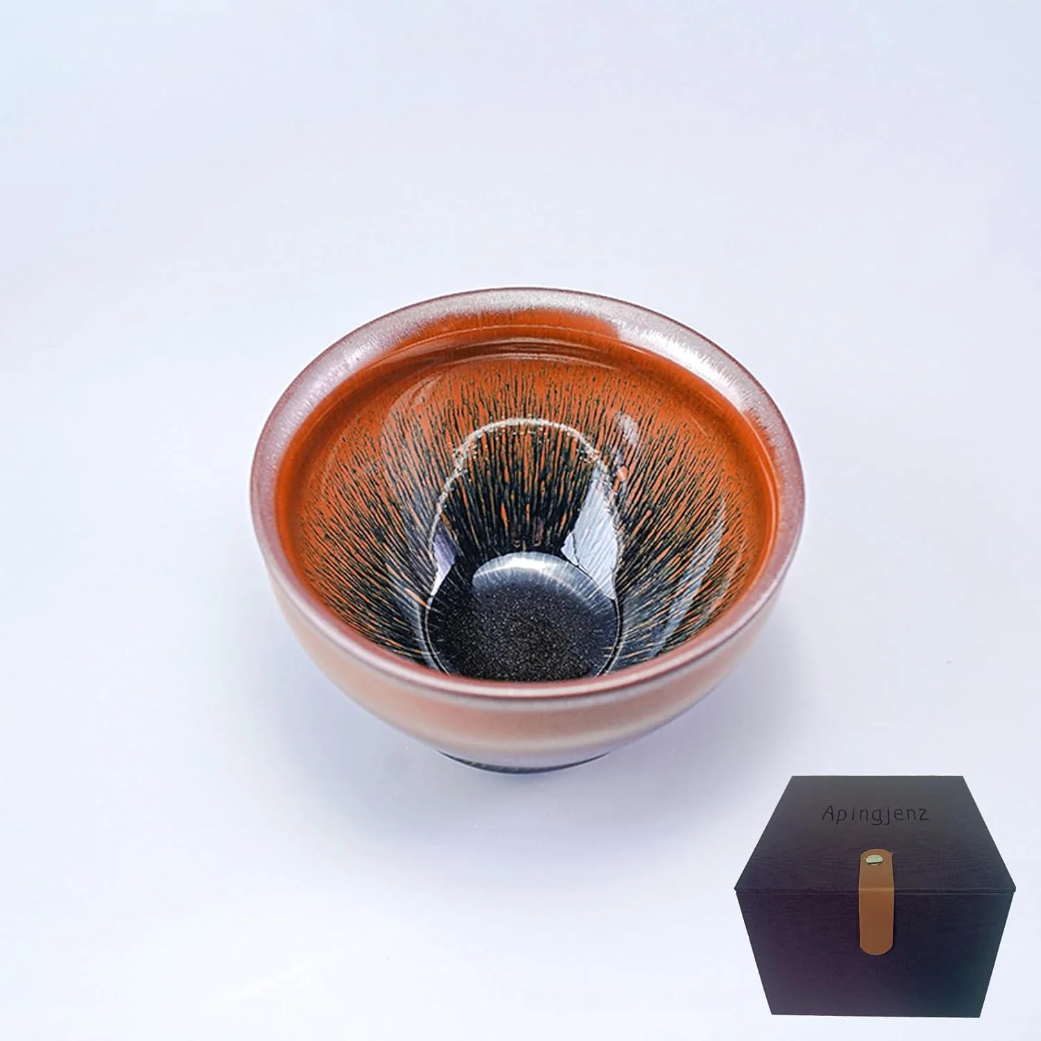 Advanced Matcha Bowl Jian Ware Hare's Fur Glaze 12.17oz Kiln Change Jian Ware Chinese Jianzhan Matcha Cup Tea Ceremony Porcelain Chawan Crafted