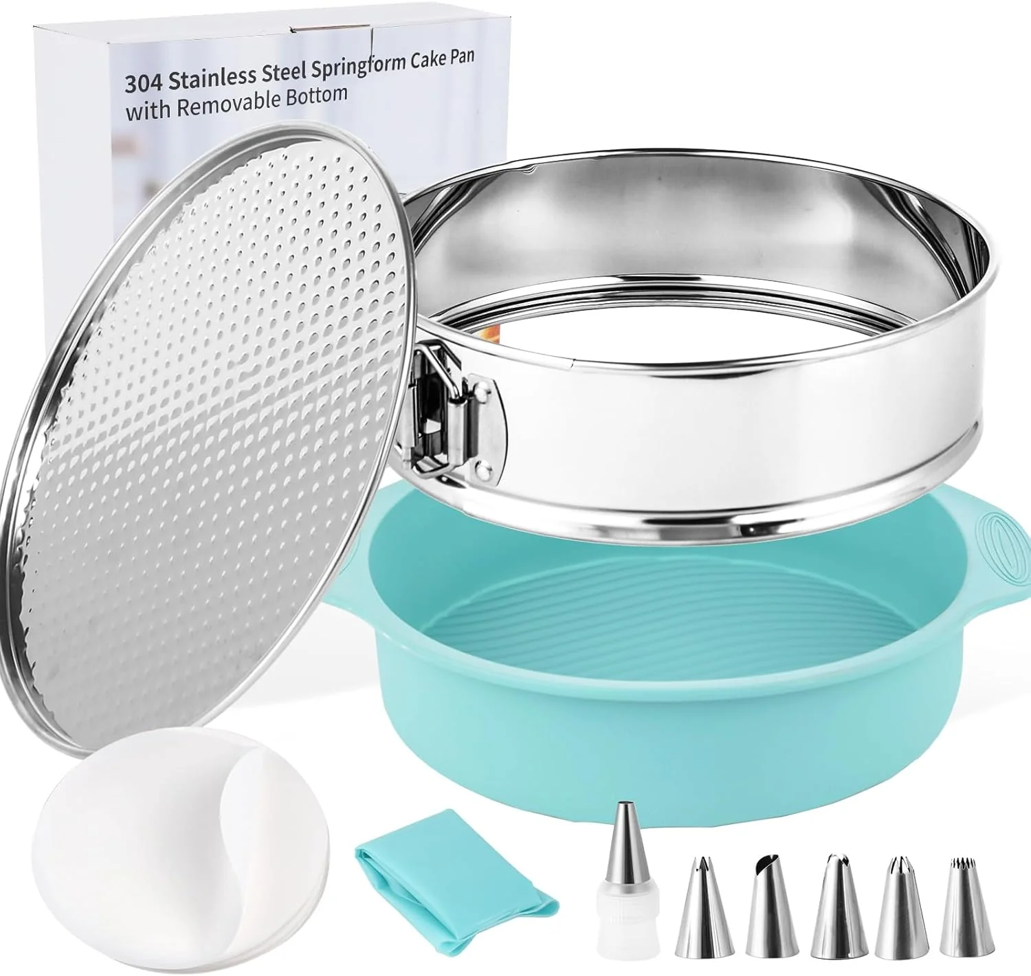 Sophisticated 10-inch Stainless Steel Springform Pan with Silicone Protector Removable Bottom Parchment Paper Healthy