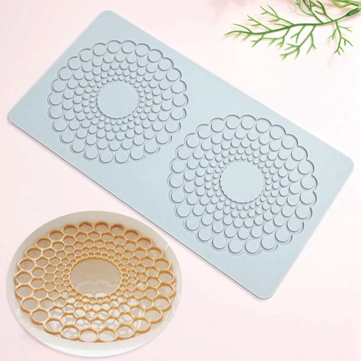 Contemporary Tuke Hollow Round Circular Design Lace Mat Chocolate Fondant Mold DIY Sugar Craft Silicone Pad Cake Decorating Tools Kitchen Bakeware D_ Round Detailed